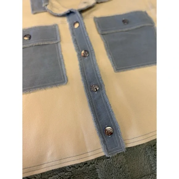 NWT Nanette Lepore Denim Dual Cardigan Jacket Ecru White Blue Womens Size Medium - Picture 5 of 12